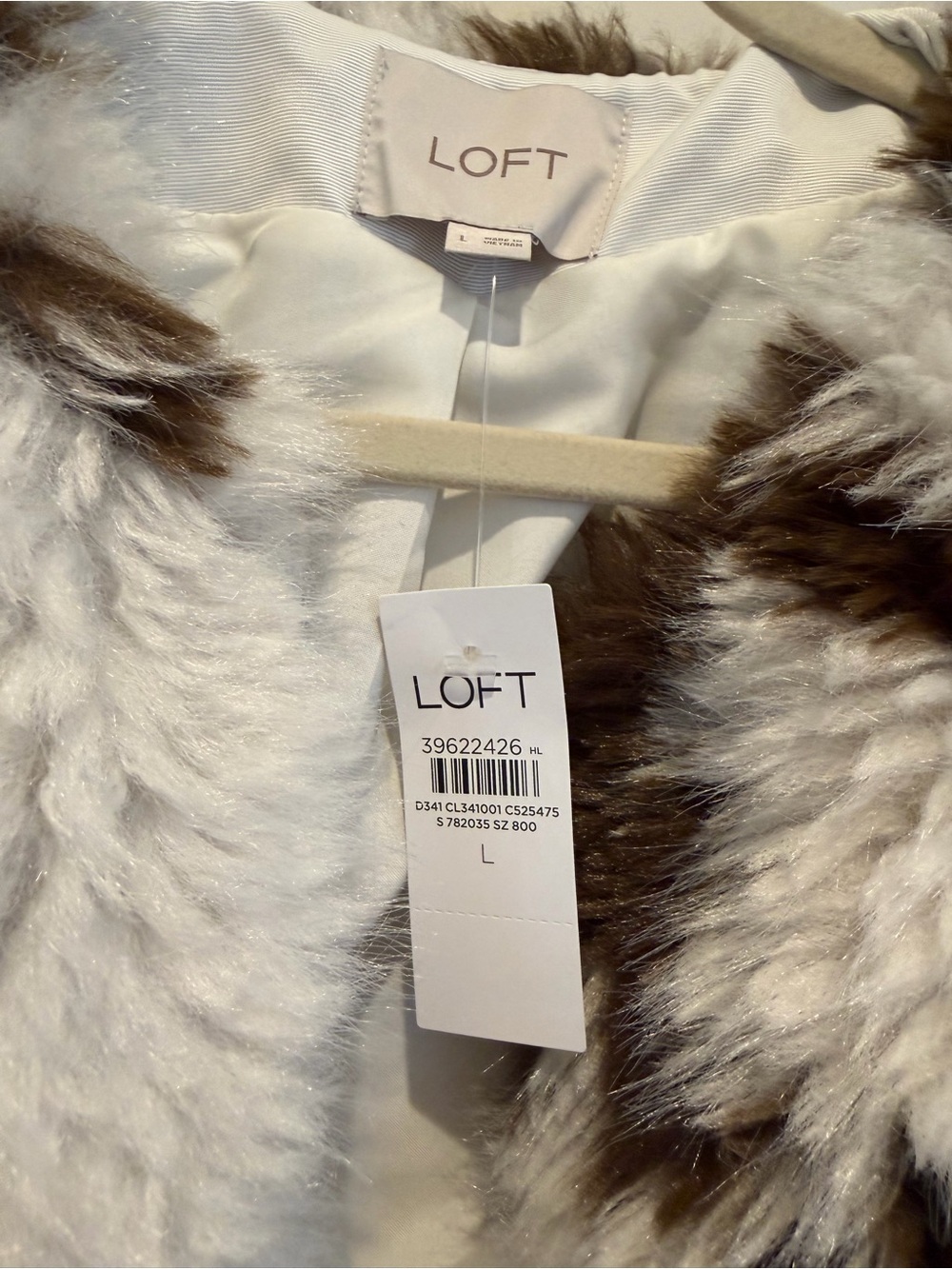 LOFT Cream and Brown Faux Fur Jacket - Picture 3 of 5